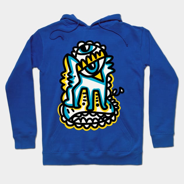 Graffiti Morning Yellow Blue Creature Hoodie by signorino